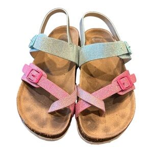Glitter Rainbow Strap Kids Sandals Elastic Strap Pull On – Size 11 SH11
